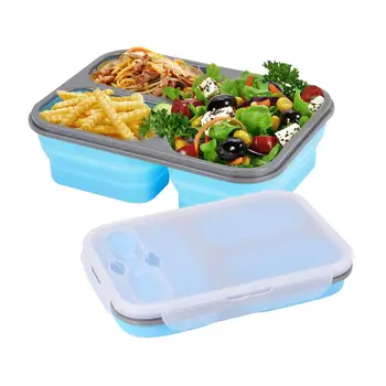 1100ml 3 Rakkude Silikoon Kokkupandav Lunch Box Köök Kokkupandav Kaasaskantav Bento Box Toidu Ladustamise Mahuti Eco-Sõbralik Lunchbox