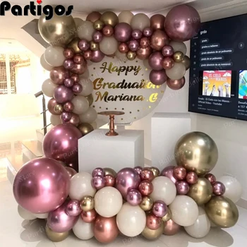 110pcs Rose Gold Latex Balloon Arch Vanik Komplekt Kroomitud Metallist Globos Pulmi, Sünnipäeva Kaunistamiseks Beebi Dušš Tarvikud