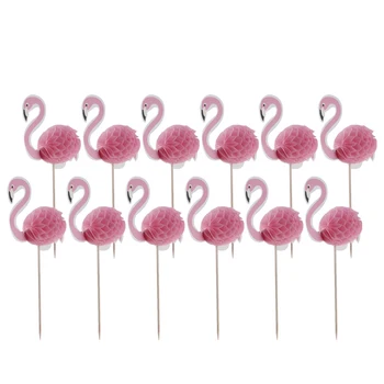 12 Pakk 3D Flamingo Koogikesi Partei Asjade Toppers Toidu Huvitavat Kokteili Troopiline Cupcake Teenetemärgi