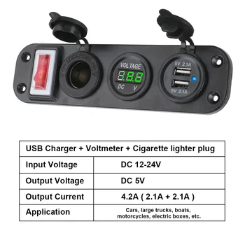 12V 24V 3 IN 1 Auto Splitter USB Laadijad LED Lüliti Paneeli Lülitab Tarvikud Caravan Haagisega Veoauto Off Road 4x4 Mere Paadid