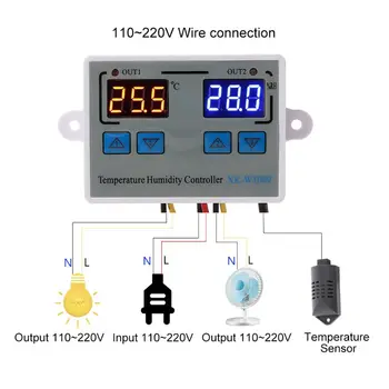 12VDC 110~220VAC Digitaalne Termostaat Niiskus Kontroller Muna Inkubaator 10A Otsene Väljund Hygrometer Kontrolli