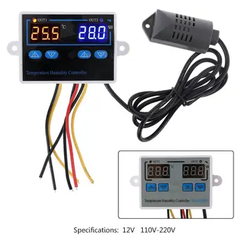 12VDC 110~220VAC Digitaalne Termostaat Niiskus Kontroller Muna Inkubaator 10A Otsene Väljund Hygrometer Kontrolli