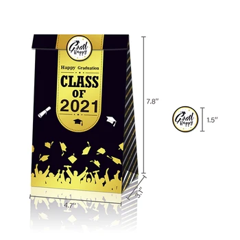 12tk Lõpetamist Pool Kingitused Kotid Õnnitleda Grad Candy Kotid Kleebis 2021Graduation Pool Pidu Paber Kingitus Pakendi karp