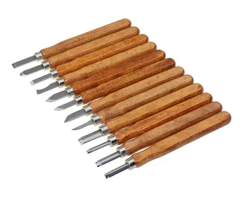 12tk Woodcut Nuga Scorper Käsi Lõikur Puidu Nikerdamiseks Peitlid Puidutööstuse Tööriistad Nelipühade Box
