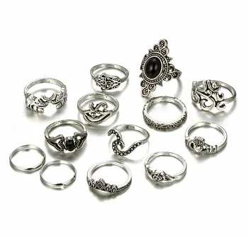13 Stiilis Vintage Vait, Rõngad, Naiste Boho Geomeetriline Lill, Kristall Ring Määratud Bohemian Midi Sõrme Ehted Bague Femme Ringi