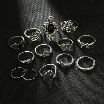 13 Stiilis Vintage Vait, Rõngad, Naiste Boho Geomeetriline Lill, Kristall Ring Määratud Bohemian Midi Sõrme Ehted Bague Femme Ringi