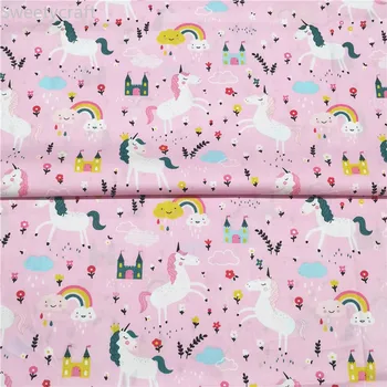 160x50cm Rainbow Unicorn Prindi Puuvillane Twill Kangast Poole Meetri DIY Õmblus Beebi Voodipesu Segast Tekk Kleit, Käsitöö Käsitöö