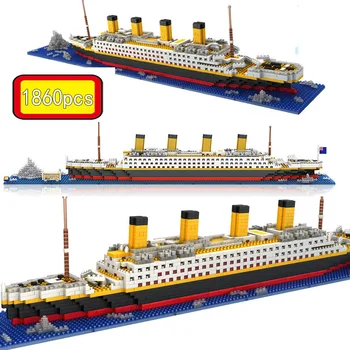 1860 Tk kokkulangevust PP Titanic Komplekti reisilaev Mudel Paadi DIY Hoone Diamond Mini Blocks Komplekti Lapsed Lapsed Mänguasjad 26674