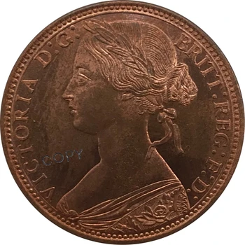 1868 Suurbritannia 1 Penny Victoria 2. portree Punane Vask kollektsiooni Eksemplar Mündi