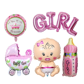1Set Poisid Tüdrukud Sünnipäeva Paketi Laps 1 aastane Isik Teenetemärgi Õhupalli Set Hulgi-Baby Shower Alumiinium Foolium Ballon