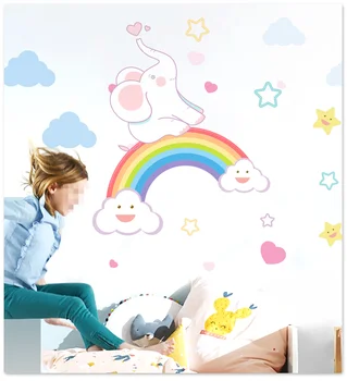 1TK 2021 Cute cartoon seina kleebised romaan vikerkaar seinamaaling lapse magamistoas tapeet diy kleebised pere teenetemärgi kleebised PVC