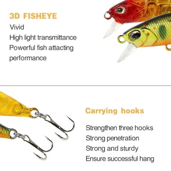 1TK 5.5 cm/5g 15 Värvi Mini Hot Müük 3D Värvi Stereo Kala Silma Kõrge Kvaliteediga Terasest Konks Simulatsiooni Hukku Mino kalasöödaks