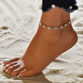 1TK Lihtne Anklet Ühe kihina Suu Ornament Suu Kett Mood Crystal Anklet Rhinestone Rippus Rõngas Suvel Ehted