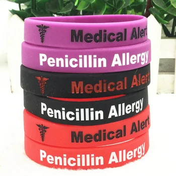 1TK Penitsilliini Allergia Märku, Silikoon Käepael Logo Armband Õde Bangles Meeste Naiste