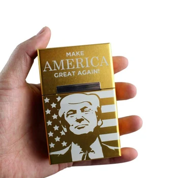 1TK Trump portsigar Alumiinium Sigaret Kasti Sigari Tasku Ladustamise Kingitus Auto Kaunistused Aouvenir