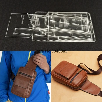 1set DIY Meeste Messenger Bag hallituse käes kott käsitsi valmistatud nahast plaat muster akrüül disaini vastupidav mall 22x14x6cm