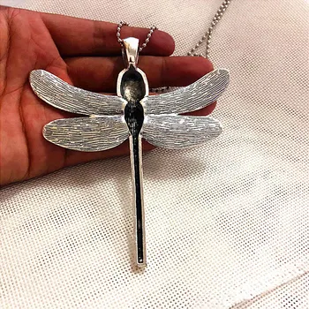 1tk 2019 Fashion Suur Dragonfly Ripats Kaelakee Antiik Hõbedane Värv putukate ehted 24-tolline Kett Naistele Kingitusi