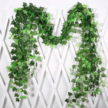 1tk 230Cm Roheline Silk Kunstlik Rippuvad Lehed Vanik Taimed Viinapuu Kodu Pulm Seina Kaunistamiseks Taust Kunstlik Taimed
