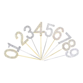 1tk Glitter Sulamist Rhinestone Number Cake Toppers Baby Shower Sünnipäeva Kaunistamiseks Pulmad Kuld, Hõbe Digitaalse Koogid Magustoit Decor 128546