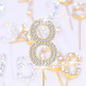 1tk Glitter Sulamist Rhinestone Number Cake Toppers Baby Shower Sünnipäeva Kaunistamiseks Pulmad Kuld, Hõbe Digitaalse Koogid Magustoit Decor