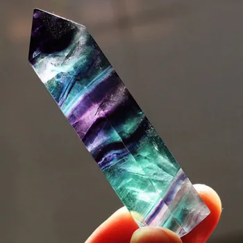 1tk Kõrge Kvaliteediga Looduslik Kvarts Värvikas Fluoriidimaardlat Crystal Kivi Kolonni Ühte Otsa Ja Bicuspid Crystal Veerus Tervendav 4-9cm