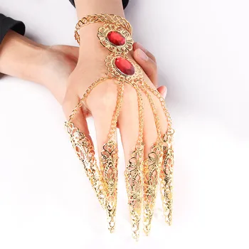 1tk Mood India Tai Golden Finger Käevõru Särav Punane Kristall Tüdruku kõhutants Käevõru Ehted Kingitused