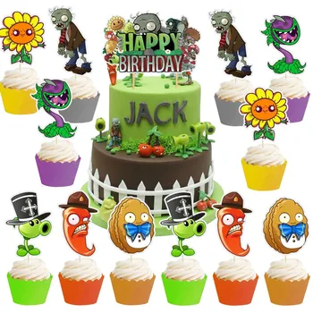 1tk Taimed VS Zombies Koogikarpides Torukübar Happy Birthday Party Dekoratsioon for Kids Sünnipäeva Asjade Cupcake Torukübar