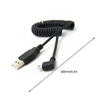 1tk USB 2.0 Mees-Mini USB 5 Pin Parem Nurk 90 Kraadi Spiraal Rullis Adapteri Juhe, Kaabel, 5ft MP3-Mängijad, digitaalkaamerad