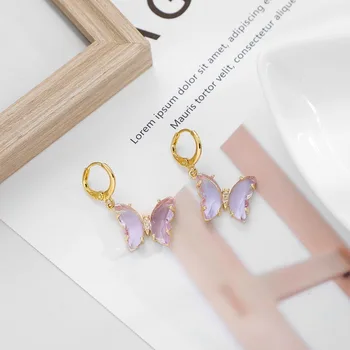 1tk Uus Tsirkoon Butterfly Pendant korea Kõrvarõngad Naistele romantiline Magus Fashion Kõrvarõngad Dating Töö Ehted Tarvikud 2020