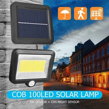 2/1TK Päikese Valgus COB 100 VIINUD Suure Väljas Päikese Veekindel Tänaval Valgus Aed Infrapuna Sensor Motion Sensor Turvalisuse Lamp