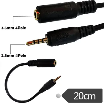 2,5 mm sirge Õige Nurga Isane Pistik 3,5 mm Emane Jack Stereo AUX Audio TRS Pesa DC Adapter Converter Kaabli Pikkus