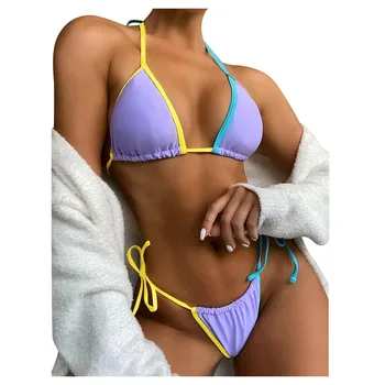 2#Naiste Sexy string Bandeau Sidemega naine plisseeritud Bikiinid Kõrge vöökoht Set Push-Up Brasiilia Supelrõivad Beachwear Ujumistrikoo купальник 41092