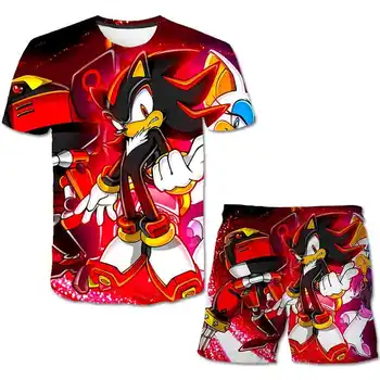 2 Tk Rõivaste Komplekti Tshirts+Püksid Sonic T-Särk Poiste Riided Komplektid Laste Spordi Ülikond Beebi Poisid Tüdrukud Tops Tees Lühikesed Varrukad Kid