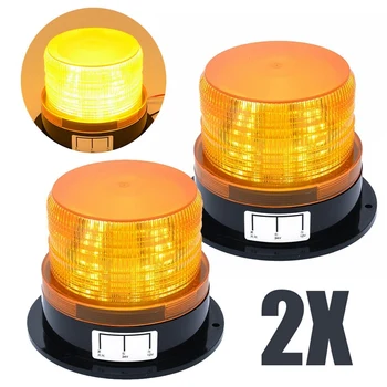 2 x Kollane LED Beacon Strobe Avarii Vilkuv Valgus Hoiatus Lamp Veoauto 12V 24V
