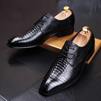 2019 Kõrge Kvaliteedi Luksus Brand Crocodile Muster Pulm Kleit, Kingad itaalia Mood Meeste Äri disainer kinga