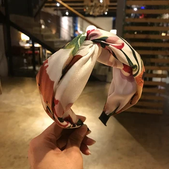 2019 Mood Naiste Flower Print Hairband Top Sõlm Turban Peapael Juuksed Hoop Lai Segast Juuksed Ansamblid Bezel Juuksed Tarvikud 9741