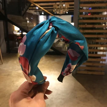 2019 Mood Naiste Flower Print Hairband Top Sõlm Turban Peapael Juuksed Hoop Lai Segast Juuksed Ansamblid Bezel Juuksed Tarvikud