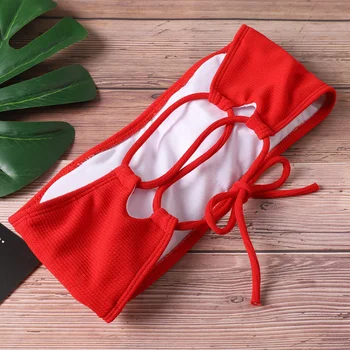 2020. Aastaks Uued Bikiinid Naiste Ujumisriided, Kõrge Vöökoht Olkaimeton Sexy Bikini Puhta Värvi Naiste Ujumistrikoo Polsterdatud Trikoo Monokin