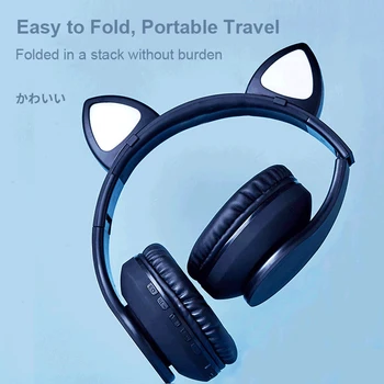 2020 LED Kass Kõrva Bluetooth-Over-ear Kõrvaklapid 7.1 Surround Heli Bluetooth-5.0 Toetada TF Kaarti 3,5 mm Pistik Ja Mikrofon