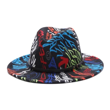2020 Värvikas fedora mütsid naistele mood Korter laia Ääreni Panama Villast Vilt Jazz Fedora Mütsid meestele goth top pulm Müts