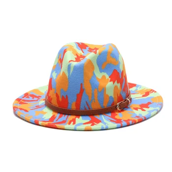 2020 Värvikas fedora mütsid naistele mood Korter laia Ääreni Panama Villast Vilt Jazz Fedora Mütsid meestele goth top pulm Müts