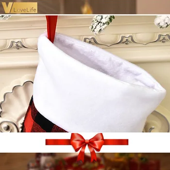 2020. aasta Jõulud Sukad Sokid Punase-musta ruuduline Candy Kotid Uus Aasta Xmas Decor Partei Asjade Kingitus Pool Jõulud decor kodus