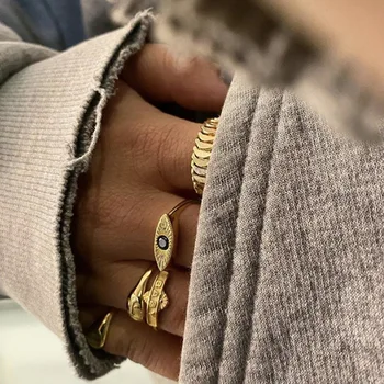 2020. aasta prantsuse Kulla Värvi Fishbone Keti Rõngaste Multi Nool Geomeetriline Rõngad Naiste Femme Minimalistlik Ehted Reguleeritav Avatud Ring