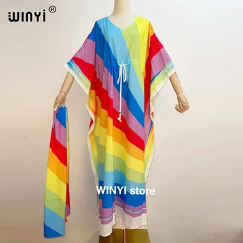 2021 2021 Põranda Pikkus Üle Print Size V Krae Siidist Kududa Elastne Wild Uus Sügis Fashion Dress Naiste Vabaaja Rõivad WINYI 83363
