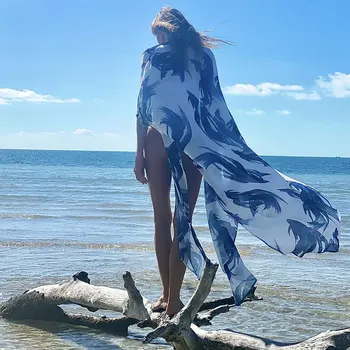 2021 Bohemian Trükitud Bikiinid Cover-Ups Elegantne Ise Vöö Kimono Kleit Tuunika Naiste Pluss Suurus Beach Kanda Ujuda Masti Varjata 99144
