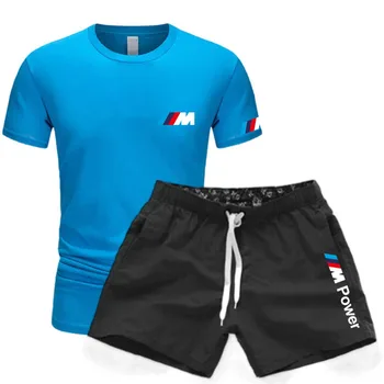 2021 Brändi Meeste BMW M püksid, Dressipluus mood suvel meeste puuvillased T-särk + lühikesed püksid vabaaja ülikond spordirõivad, meeste riided