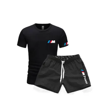 2021 Brändi Meeste BMW M püksid, Dressipluus mood suvel meeste puuvillased T-särk + lühikesed püksid vabaaja ülikond spordirõivad, meeste riided