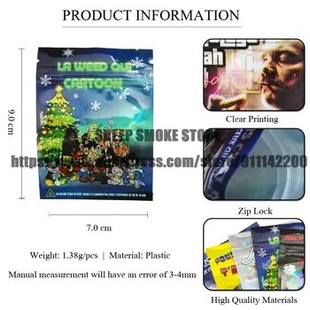 2021 Cartoon Christmas Tubaka Kotid Toidu Pakendi Prindi Kotid Zip-Lock Aknas Plastikust Pakendi Custom Logo Hulgimüük