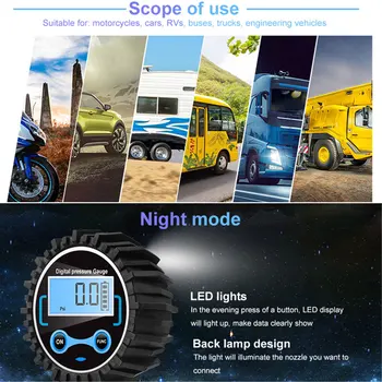2021 Digitaalse Rehvi ja Tõstab Püssi Koos manomeeter Auto Auto Auto Rehvi Inflator Air Tools LCD Back Light Rehvi Näidik 150396