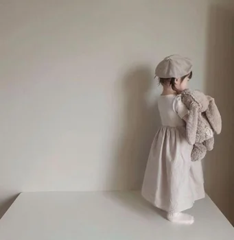 2021 Ins Jaapan ja Lõuna-Korea Suvel Vabaaja Tüdrukud Õmblemine Pikk-line Seelik Pit Riba Mori Printsess Kleidid Väikelapse Tüdruk
